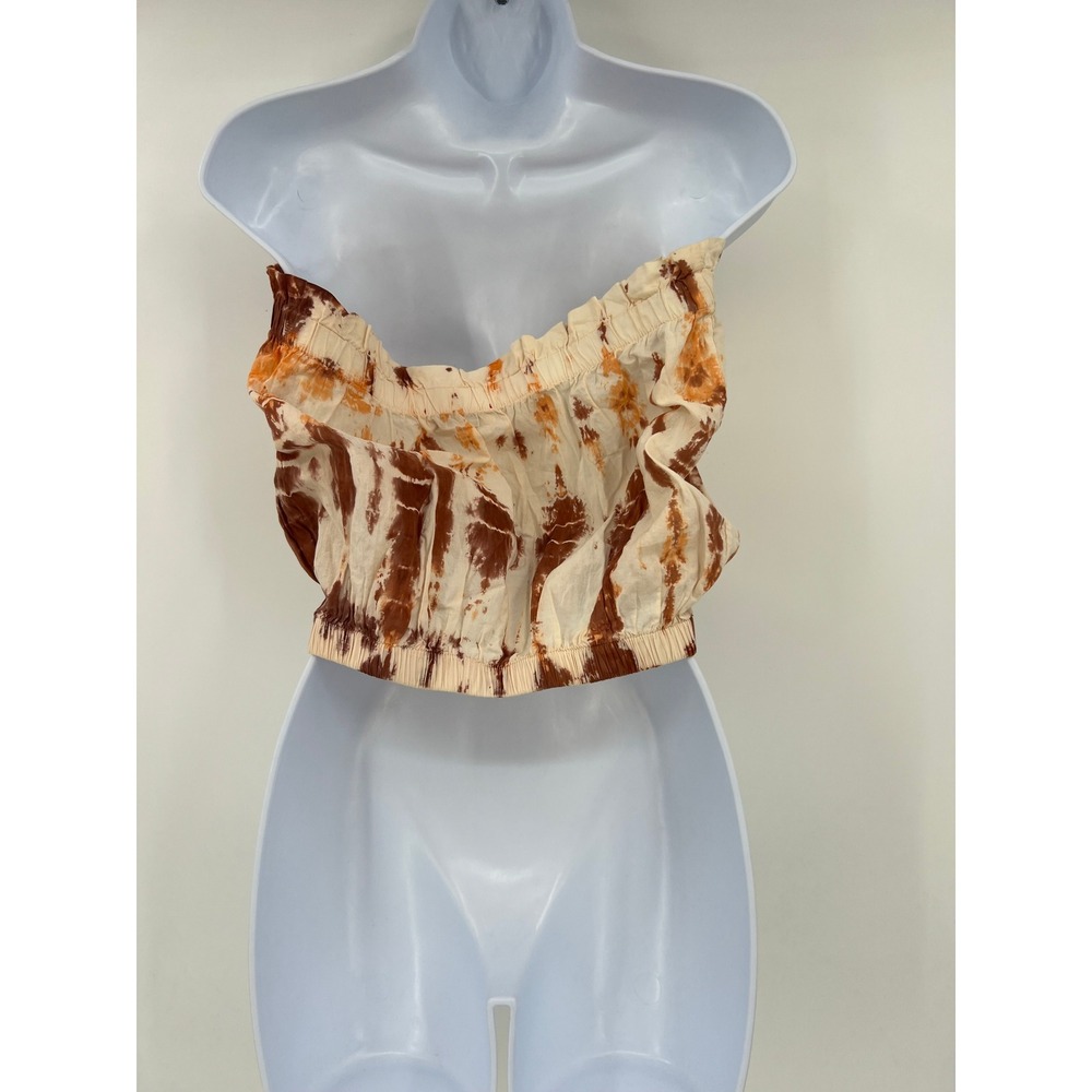 Stark X Brown Orange Tie Dye Strapless Tube Top Small S Boho Festival Coastal - Picture 2 of 10